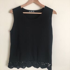 JAC black tank with crocheted bottom medium